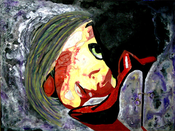  Quadri Pop Art di Carla Bertoli - Lust and Shoes - Dedicated to Dea Morgana - Mixed Technique 80x60 - 2010